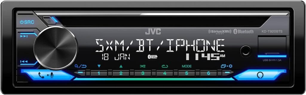 JVC KD-T920BTS Car Stereo with Bluetooth, Front USB, AUX, Amazon Alexa, SiriusXM Radio Ready, Hi-Power Amplifier