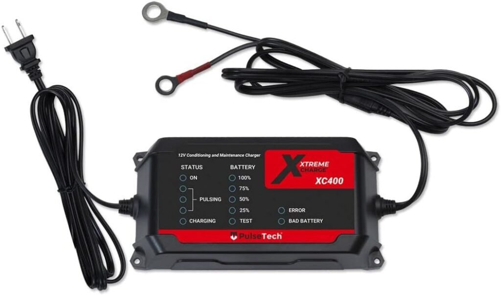 PulseTech XC400 Xtreme Charge 4 AMP Battery Charger Maintainer | Test, Charge, Condition and Maintain All Types of 12V Lead-Acid Batteries