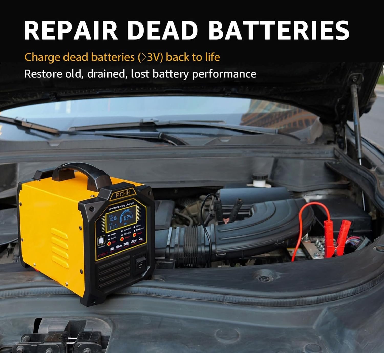 pchh 12v 24v car battery charger heavy duty review